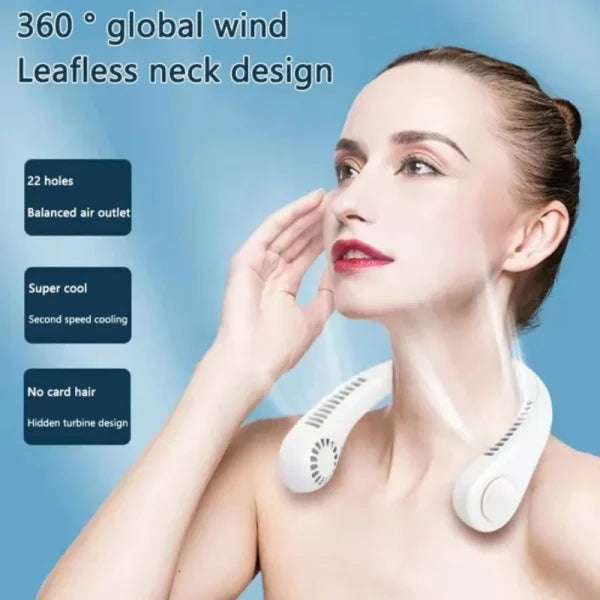 Vaneless hanging portable neck fan