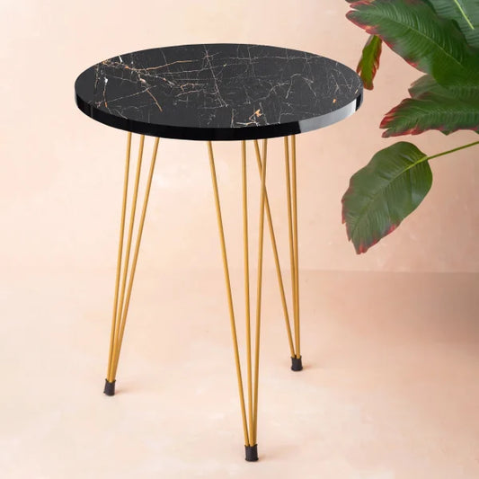 Coffee Table Marble Look With Gold Metal Legs Round
