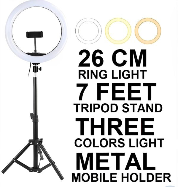 7 FEET METAL RING LIGHT + MOBILE HOLDER | MULTI-FUNCTION BUTTONS