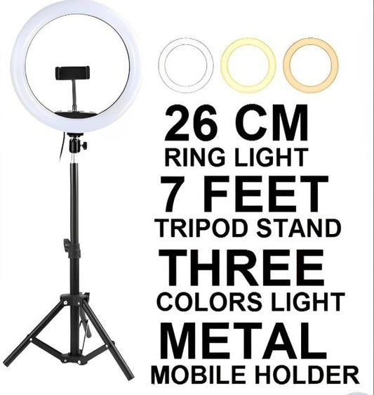 7 FEET METAL RING LIGHT + MOBILE HOLDER | MULTI-FUNCTION BUTTONS
