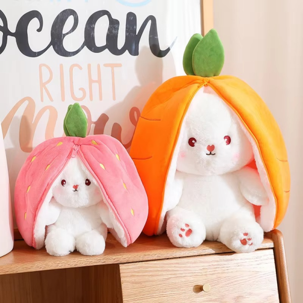 Rabbit New Creative Strawberry Rabbit Plush Soft Doll Hug Pillow