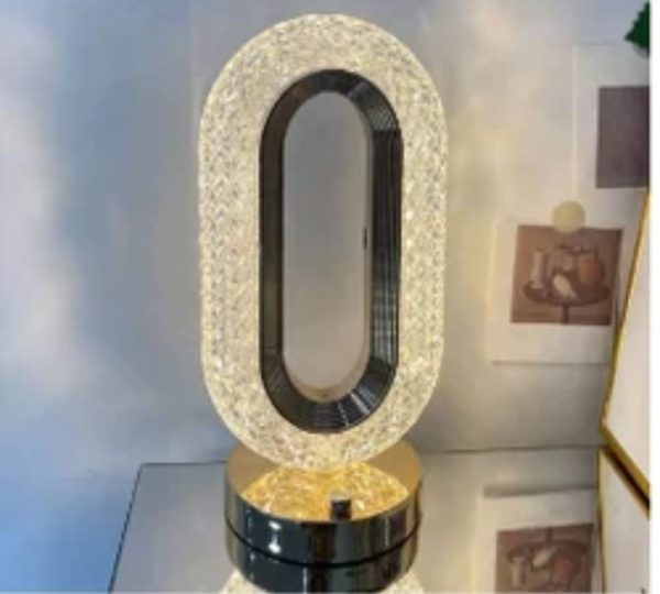 Luxury Oval Shaped Crystal Lamp - Rechargeable, 3-Color Touch